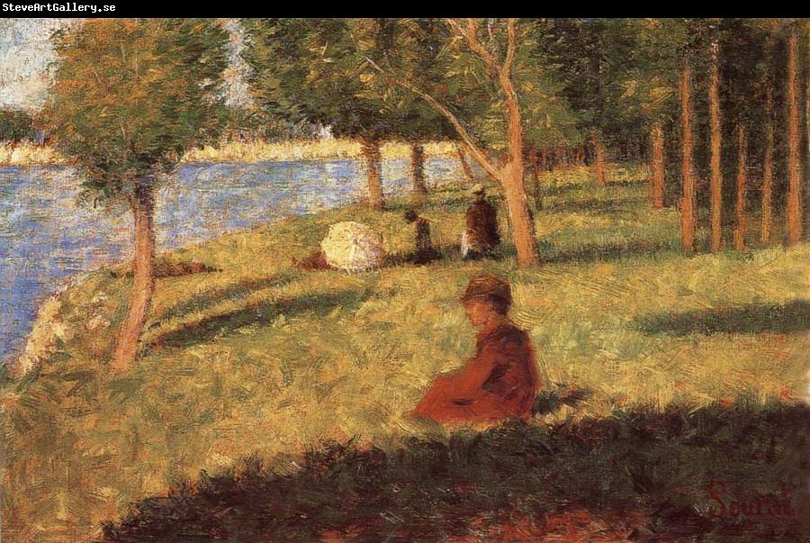 Georges Seurat The Person sat on the Lawn